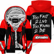 Too Fast To Live Too Young To Die Fleece Hoodie Alpinestars Red
