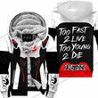 Too Fast To Live Too Young To Die Fleece Zip Hoodie Fox Racing White Red