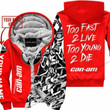 Too Fast To Live Too Young To Die Custom Name Can Am Red- Fleece Zip Hooodie