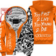 Too Fast To Live Too Young To Die Custom Name Alpinestars Orange Fleece Zip Hooodie