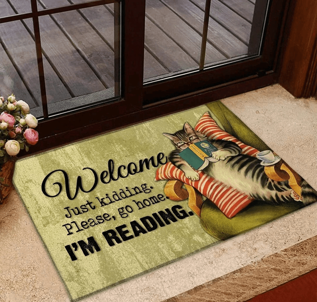 Welcome I'm Reading Cat - Doormat - Owl Ohh