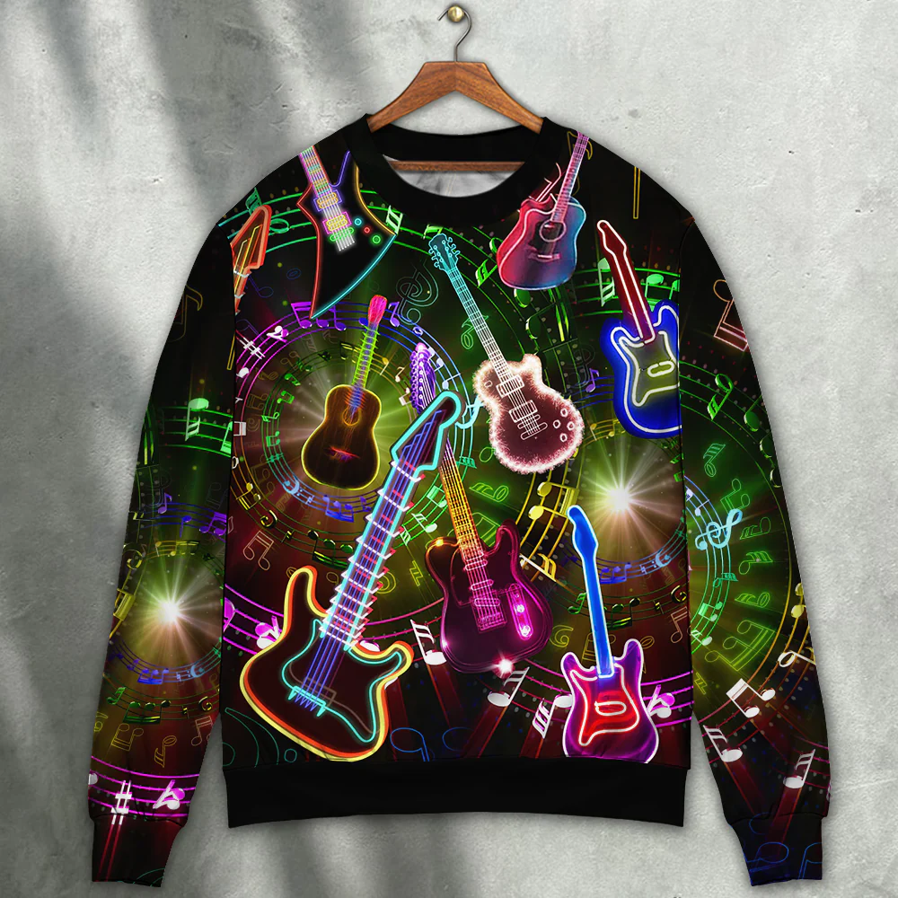 Guitar All You Need Is A Guitar - Sweater - Ugly Christmas Sweater - Owl Ohh