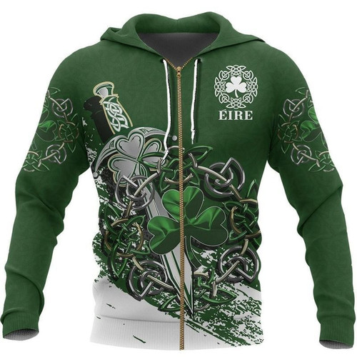 St Patrick day irish eire unisex zip hoodie 3D size S-5XL high quality