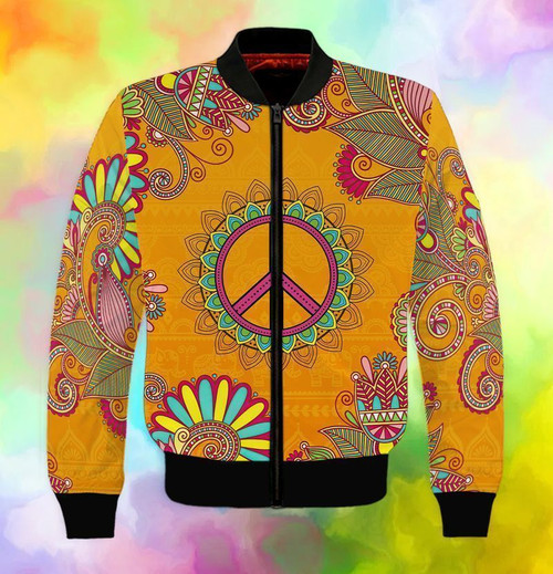 Peace Love Hippie Bomber Jacket 3D