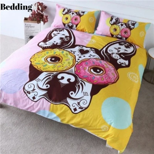 Bulldog Donut Hippie Bedding Set