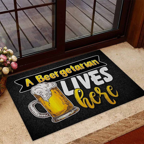 A beer getarian lives here easy clean welcome doormat full size