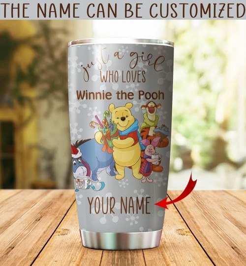 Customized Bear just a girl who lovers  winnie the pooh Gift for lover Day Travel Tumbler All Over Print size 20oz - 30oz