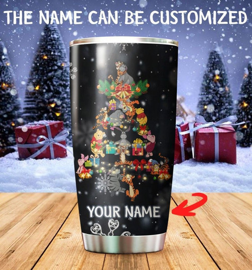 Customized Christmas tree  winnie the pooh Gift for lover Day Travel Tumbler All Over Print size 20oz - 30oz