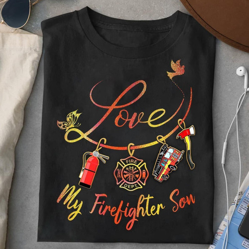 Firefighter love my firefighter son T Shirt Hoodie Sweater  size S-5XL