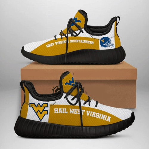NCAA West Virginia Mountaineers teams football big logo Shoes black 2 shoes Fan Gift Idea Running Walking Shoes Reze Sneakers men women size US