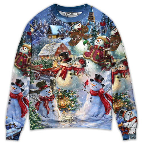 Christmas Snowman Lover Happy Couple Snowman - Sweater - Ugly Christmas Sweaters
