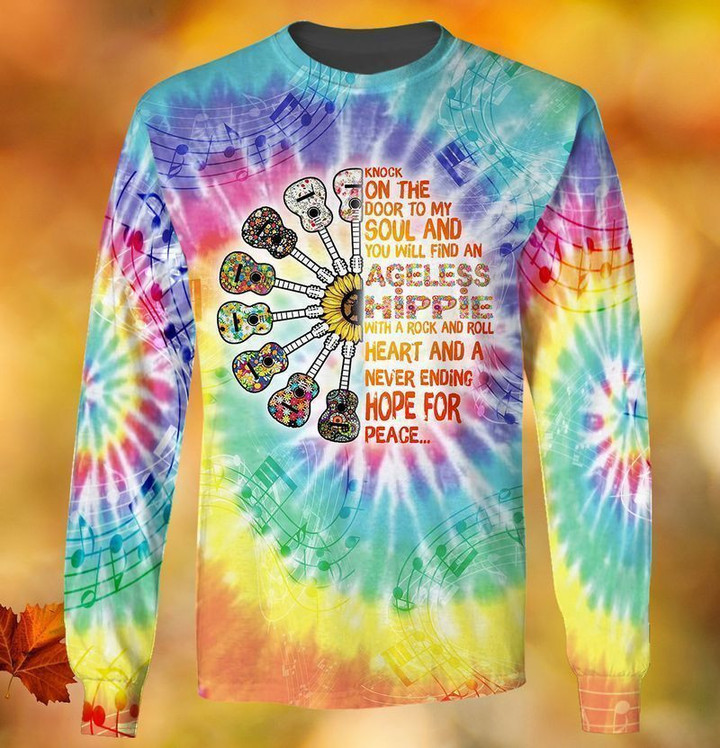 Knock On The Door To My Soul And You Will Find An Ageless Hippie With A Rock And Roll Heart And A Never Ending Hope For Peace Guitar Premium Sweatshirt 3D