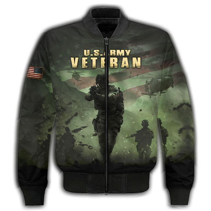 US army veteran American flag unisex fleece bomber jacket 3D size S-5XL high quality