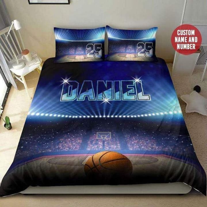 Basketball ball stadium personalized duvet cover bedding set with your name