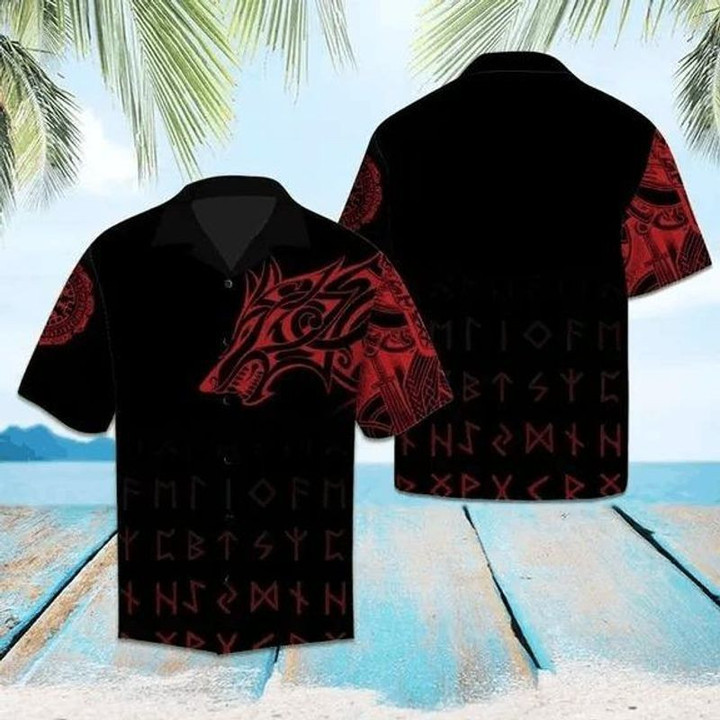 Viking wolf short sleeve hawaiian shirt unisex hawaii size S-5XL