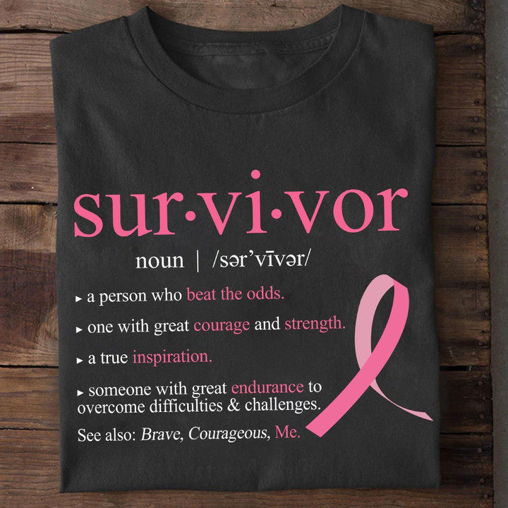 Breast Cancer Survivor a person who beat the odds, a true inspiration, great courage T shirt Hoodie Sweater  size S-5XL