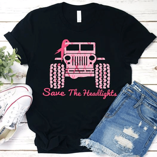 Jeeps pink breast cancer awareness save the headlights T shirt hoodie sweater  size S-5XL