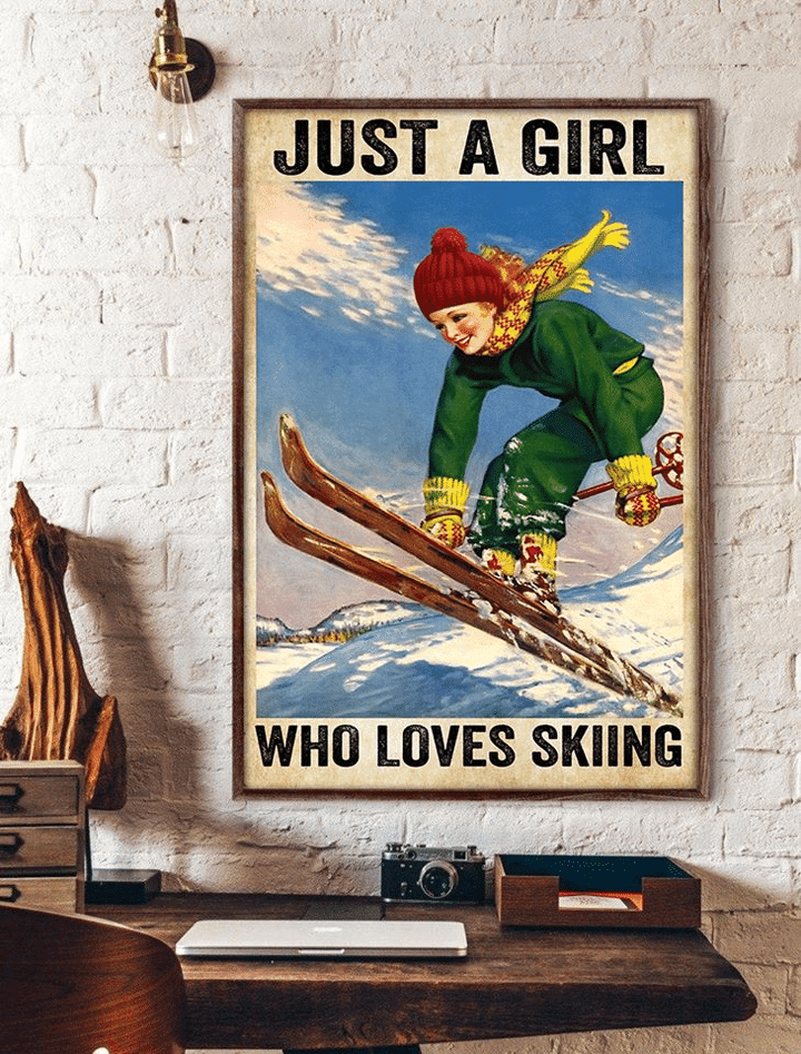Snow Surfing Just A Girl Who Loves Skiing For Men And Women Home Living Room Wall Decor Vertical Poster Canvas 