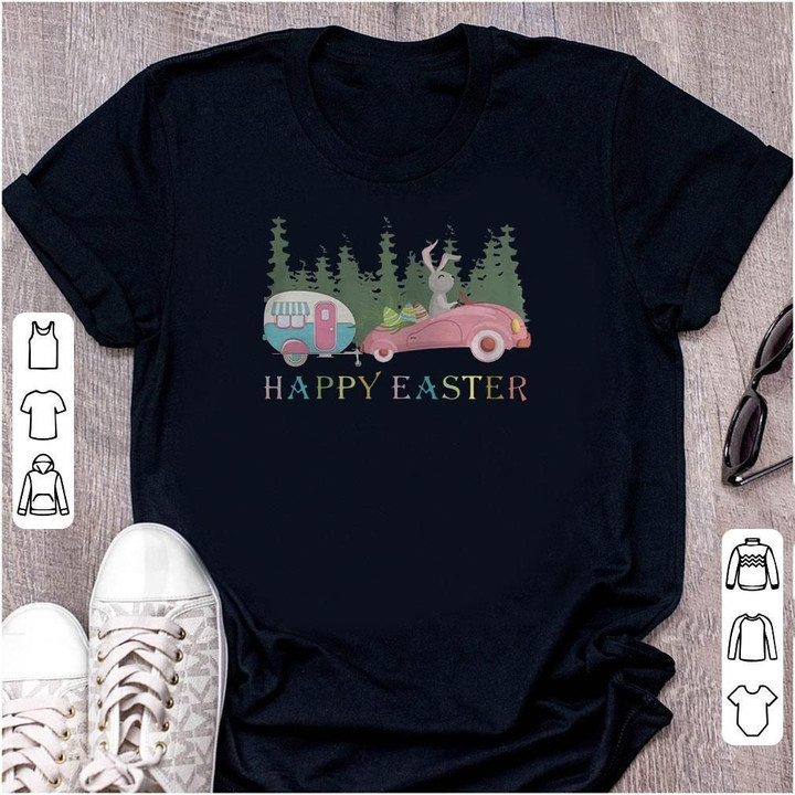 Camping Happy Easter Day Bunny Eggs T Shirt Hoodie Sweater  size S-5XL