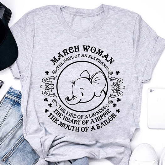 Elephant march woman the soul of an elephant the fire of a lioness the heart of a hippie the mouth of a sailor T Shirt Hoodie Sweater  size S-5XL