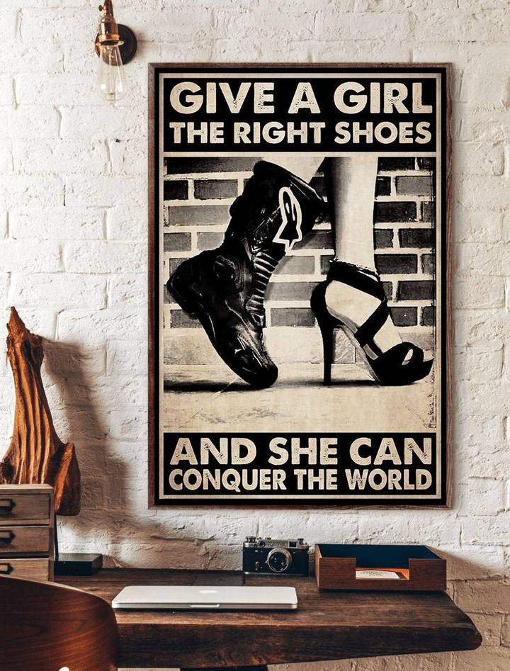 Alpinestars Boots Give A Girl The Right Shoes And She can Conquer The World Home Living Room Wall Decor Vertical Poster Canvas 