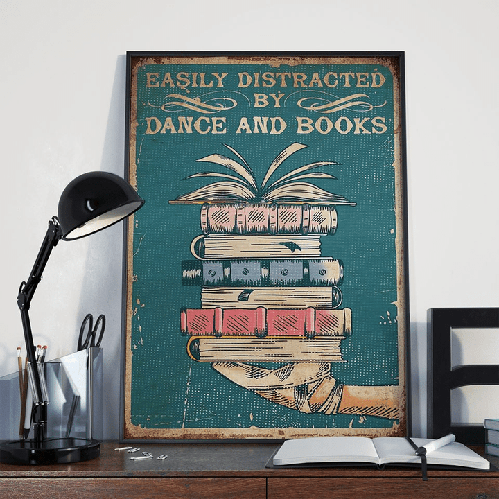 Read Book Easily Distracted By Dance And Books For Men And Women Home Living Room Wall Decor Vertical Poster Canvas 
