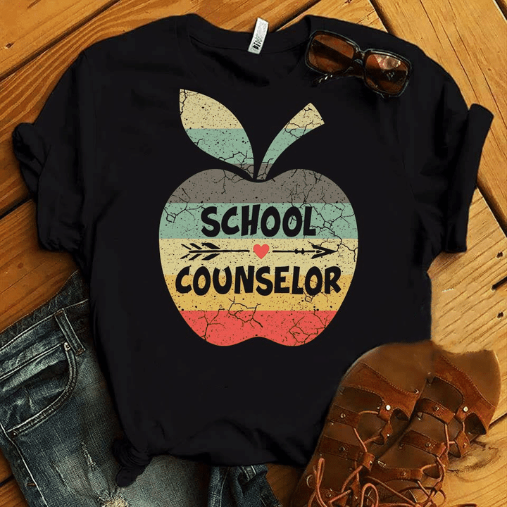 Vintage apple school heart counselor T shirt hoodie sweater  size S-5XL