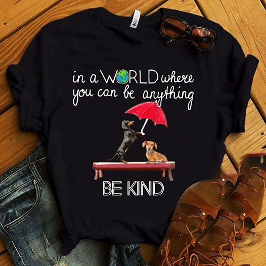 Dachshund lover in a world where you can be anything be kind T Shirt Hoodie Sweater  size S-5XL