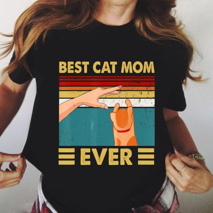 Best Cat Mom Ever Vintage Happy Mother's Day T Shirt Hoodie Sweater  size S-5XL