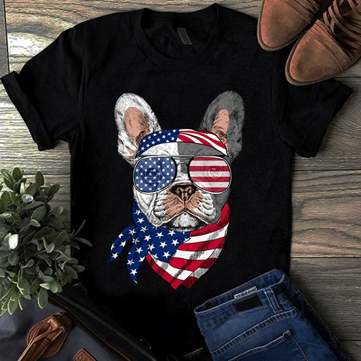 Pull dog animals american flag 4th july day independence gift T shirt hoodie sweater  size S-5XL