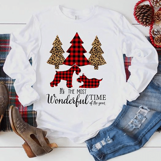 Dog and tree it's the most time wonderful of the year christmas T shirt hoodie sweater  size S-5XL
