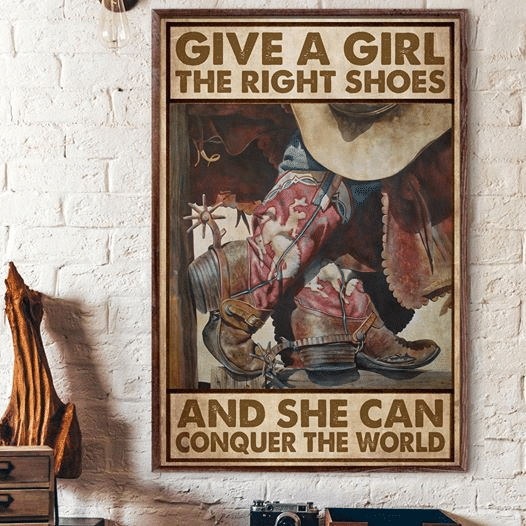Nelson Boren Give A Girl The Right Shoes And She Can Conquer The World Home Living Room Wall Decor Vertical Poster Canvas 