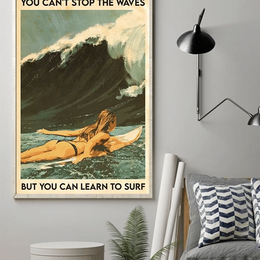 Windsurfing You Can't Stop The Waves But You Can Learn To Surf Home Living Room Wall Decor Vertical Poster Canvas 
