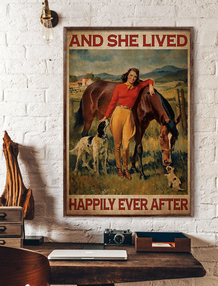 Cowgirl And She Lived Happily Ever After Home Living Room Wall Decor Vertical Poster Canvas 