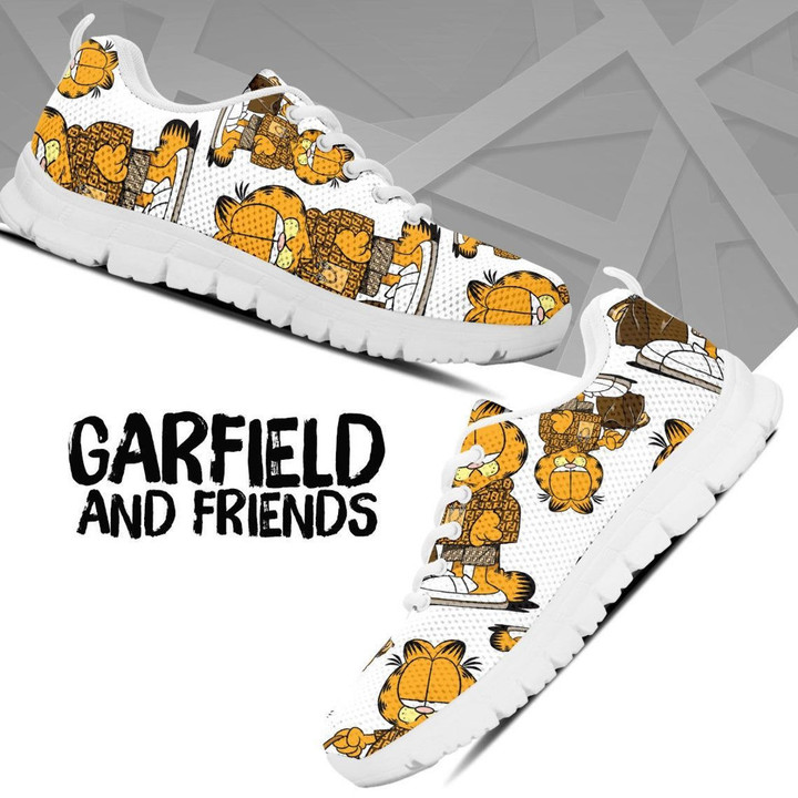Garfield The Movie Shoes, Cartoon Custom Shoes birthday gift Fashion white Shoes Fly Sneakers  men and women size  US