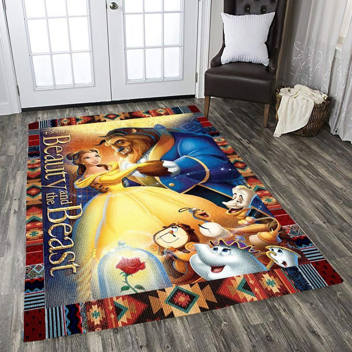 Beauty And The Beast All Characters Rose Belle Disney Princess Area Rug Living Room Rug Home Decor Floor Decor 
