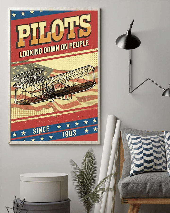 4th Of July Independence Day Pilots Looking Down On People Since 1903 Home Living Room Wall Decor Vertical Poster Canvas 