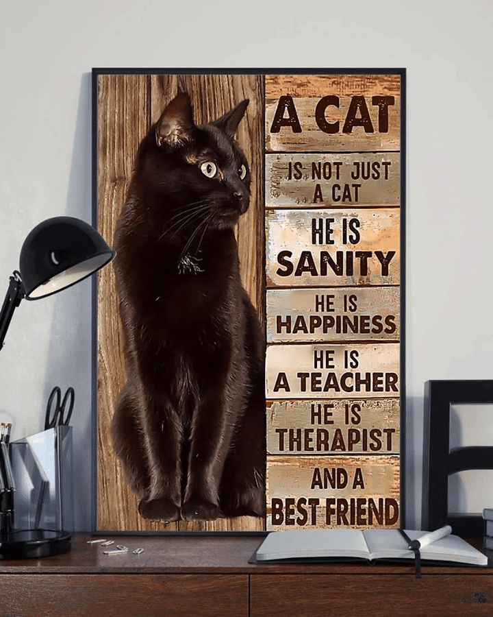 Black Cats A cat Is Not Just A Cat He Is Sanity He Is Happiness He Is Teacher He Is Therapist Home Living Room Wall Decor Vertical Poster Canvas 