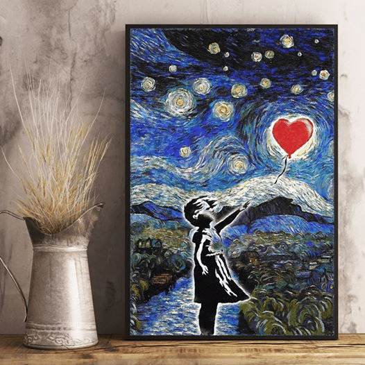 The Starry Night Heart For Men And Women Home Living Room Wall Decor Vertical Poster Canvas 