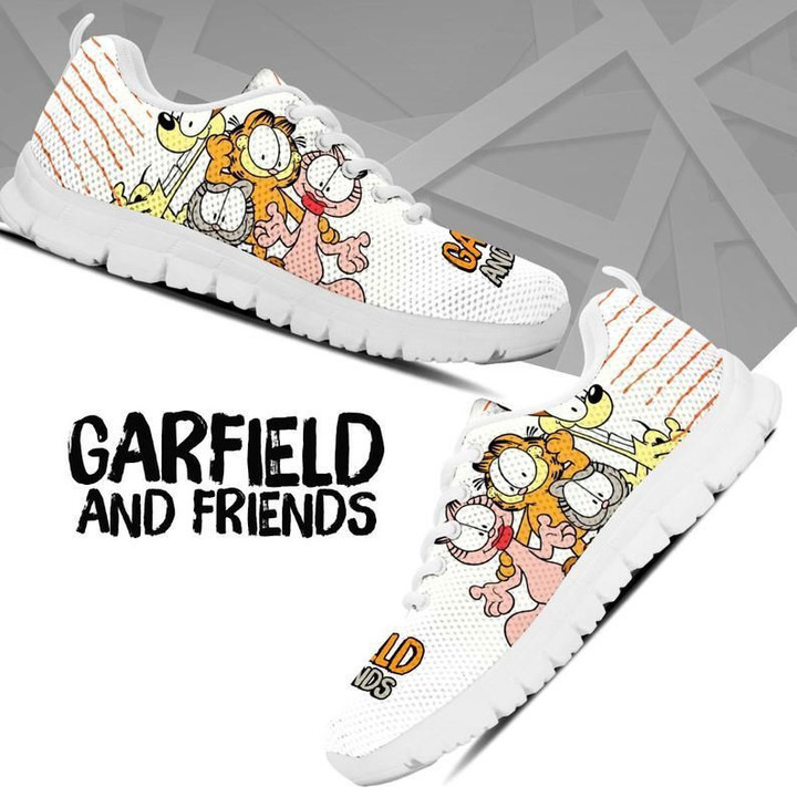 Garfield The Movie Shoes, Cartoon Custom Shoes ver3 birthday gift Fashion white Shoes Fly Sneakers  men and women size  US