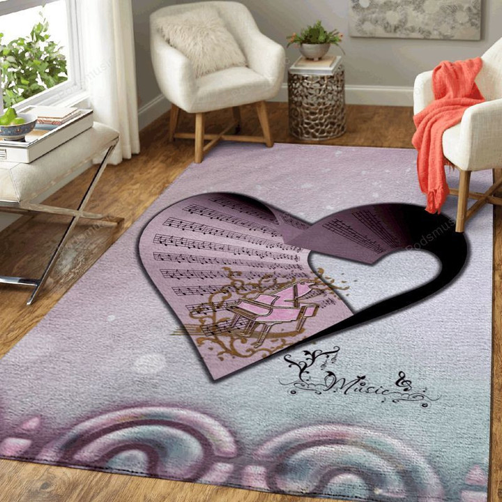 Piano And Key Noted Music Art Area Rug Living Room Rug Home Decor Floor Decor 