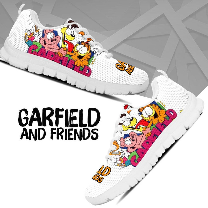 Garfield The Movie Shoes, Cartoon Custom Shoes ver5 birthday gift Fashion white Shoes Fly Sneakers  men and women size  US
