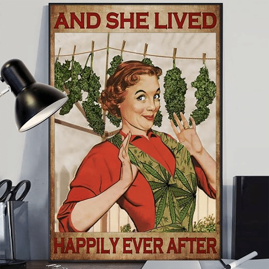 Women And She Lived Happily Ever After Home Living Room Wall Decor Vertical Poster Canvas 