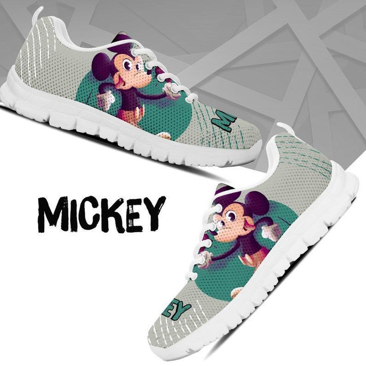 Mickey Shoes, Cartoon Sneaker, Mickey Sneaker birthday gift Fashion white Shoes Fly Sneakers  men and women size  US