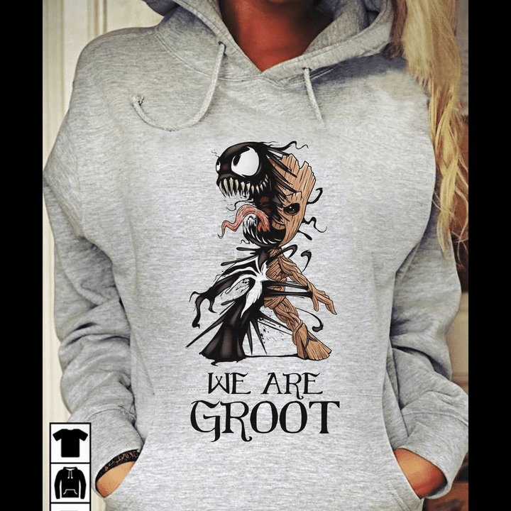 Baby Groot combined Baby Venom we are Groot Marvel studio for men for women T shirt hoodie sweater  size S-5XL