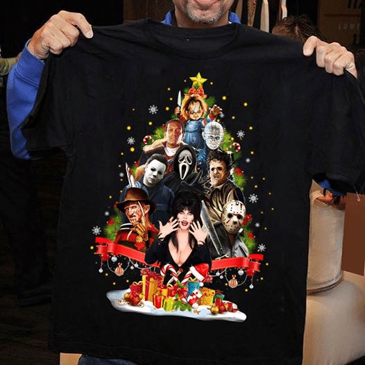 All characters horror movie make Christmas tree for men for women T shirt hoodie sweater  size S-5XL