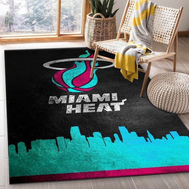 Miami Heat Vice Skyline 2 Area Rug Living Room Rug Home Decor Floor Decor 