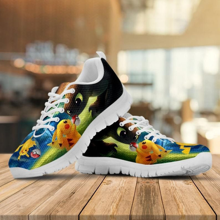 Pikachu Shoes, Pokemon Custom Shoes, Bulbasaur Gift Shoes white Shoes birthday gift Fashion  Fly Sneakers  men and women size  US