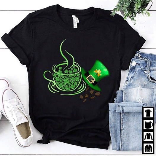 Happy St Patrick's day drink coffee for men for women T shirt hoodie sweater  size S-5XL