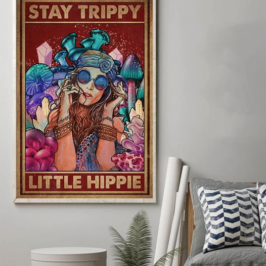 Girl Mushroom Stay Trippy Little Hippie For Men And Women Home Living Room Wall Decor Vertical Poster Canvas 